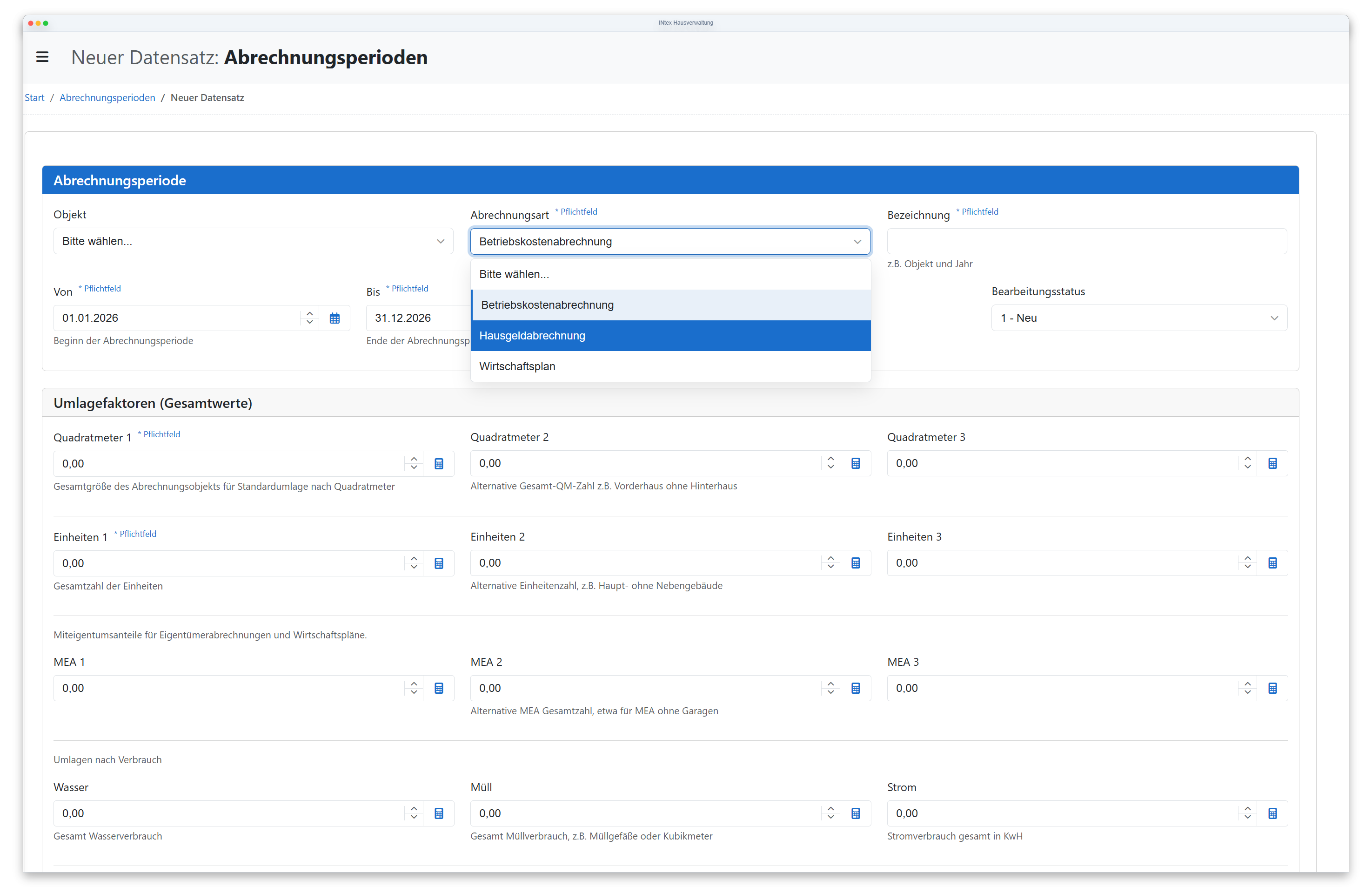 INtex Hausverwaltung WEG-Hausgeldabrechnung Übersicht